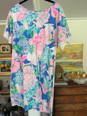Lilly Pulitzer Floral Shift Dress in Blue, Pink & Green